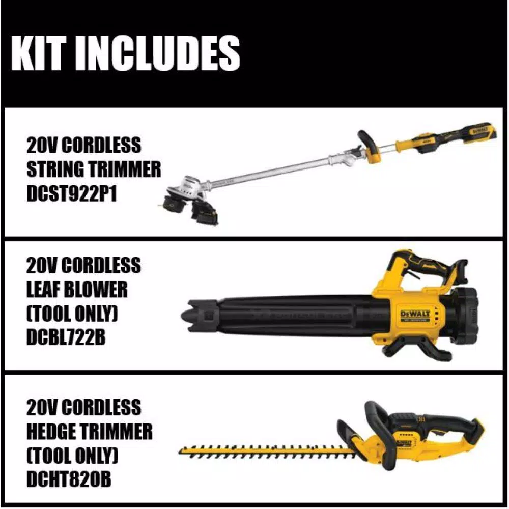 DEWALT 20V MAX Brushless Cordless String Trimmer Kit with Bonus Blower and Hedge Trimmer