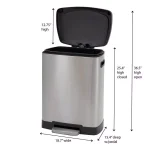 Household Essentials Summit 13 Gallon Rectangular Stainless Steel Step Trash Can with Soft-Close Lid thumbnail 6
