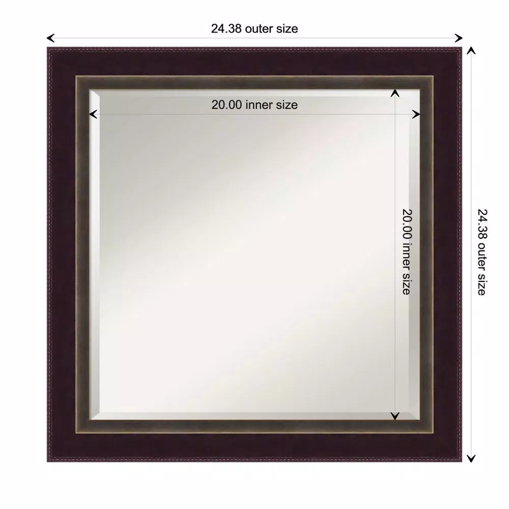Amanti Art Signore 24 in. x 24 in. Square Wood Framed Beveled Edge Bathroom Vanity Mirror in Bronze