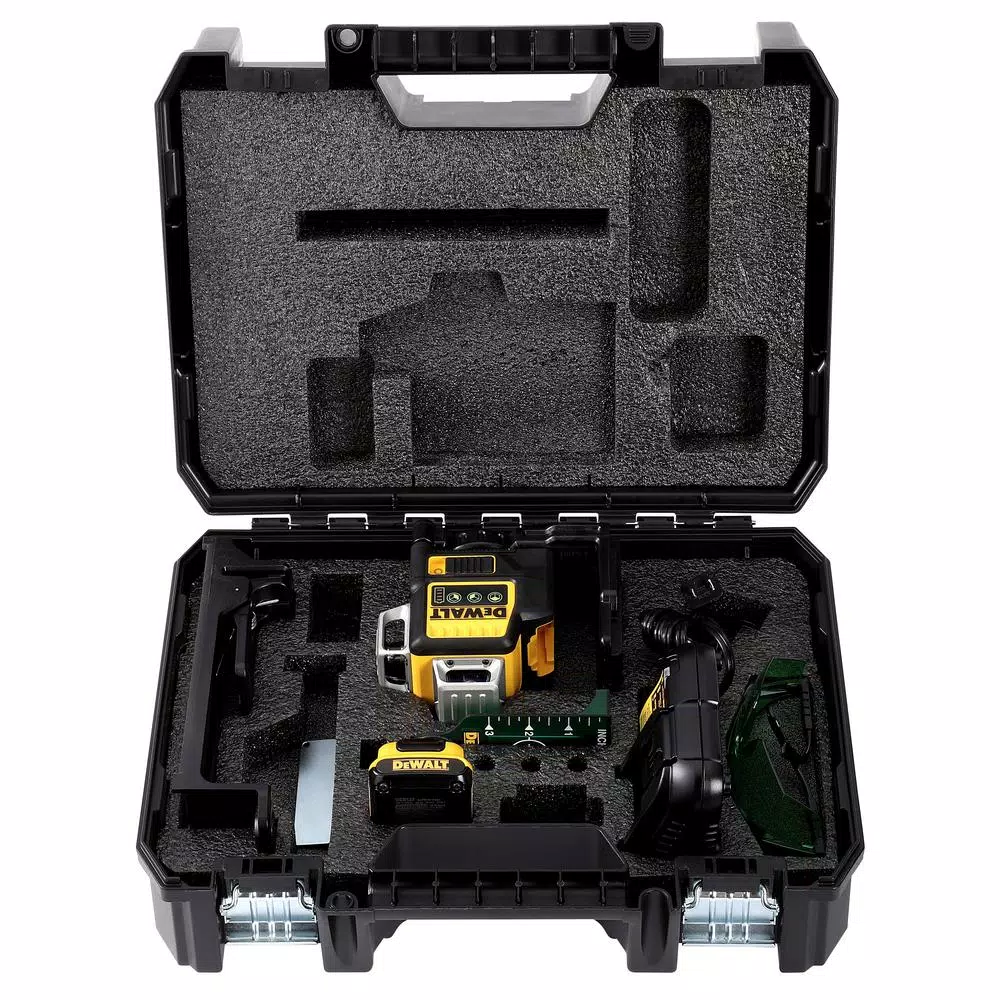 DeWalt 12V MAX Green 360 Degree 3-Beam Self-Leveling Laser Level Kit with 2.0Ah Battery, Charger & Case