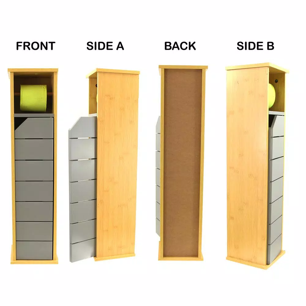 Unbranded Noumea 2-in-1 Wood Toilet Paper Holder and Floor Storage Cabinet - Gray/Brown