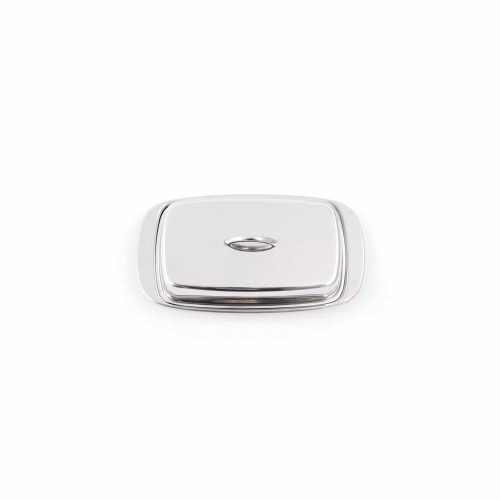 Fox Run Stainless Steel Butter Dish with Lid, 2-Stick Capacity, Silver