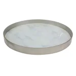 Stonebriar Collection Stonebriar Gold Wood and Pink Marble Glass Decorative Serving Tray thumbnail 4