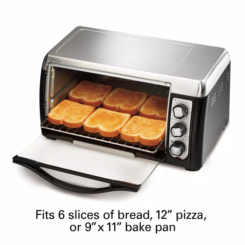 Hamilton Beach 6-Slice Convection Toaster Oven with Bake, Broil, and Toast Settings - Black