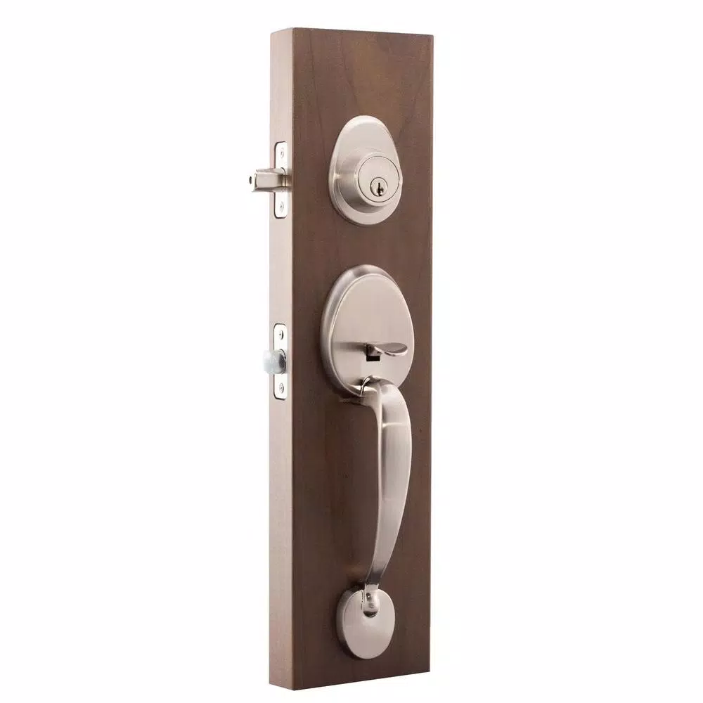 Copper Creek Mid Century Modern Satin Stainless Lever Door Handleset, Right-Hand Scandinavian Trim