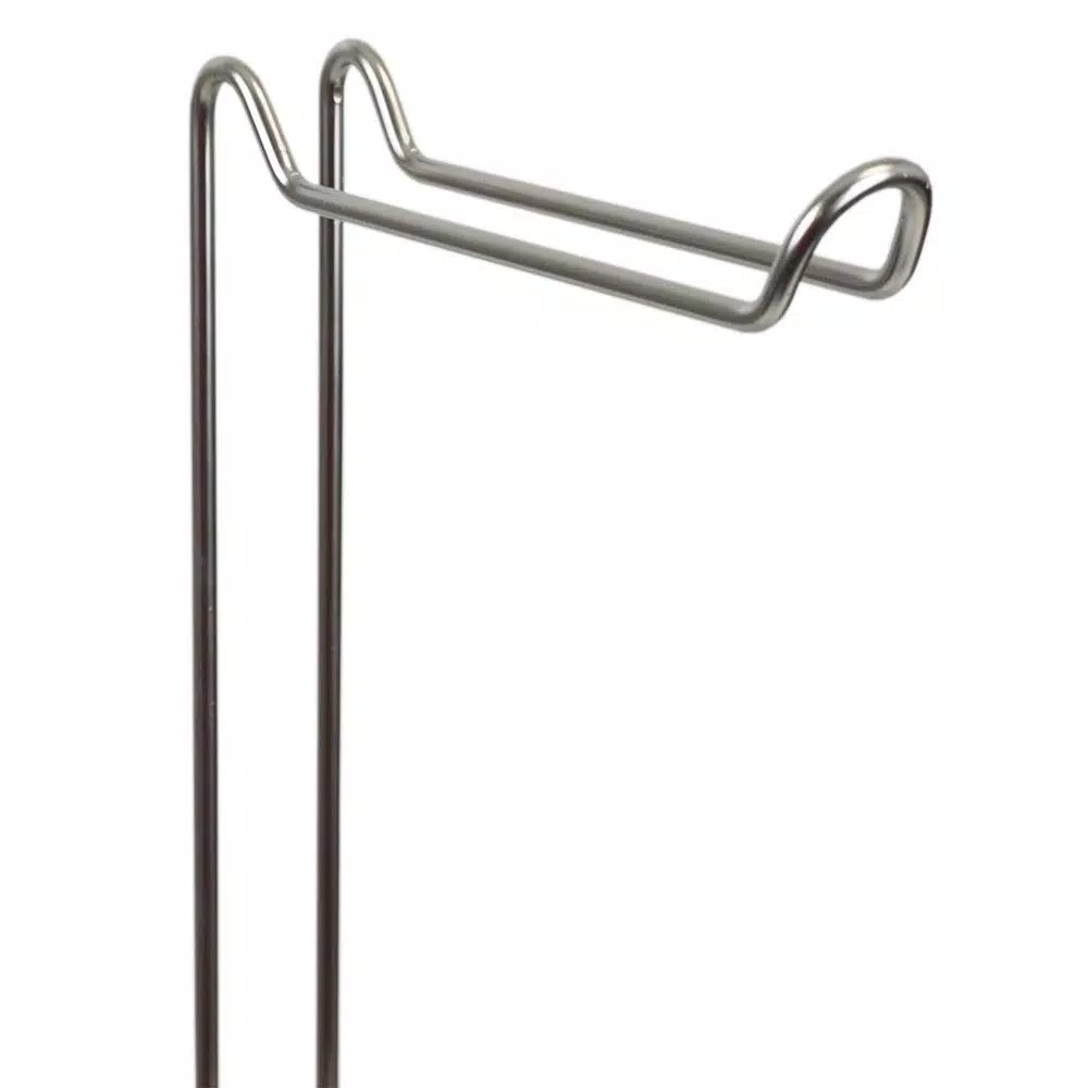 Home Basics Luxor Free-standing Toilet Paper Holder with Storage Basket, Satin Nickel