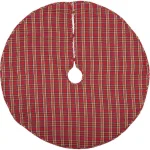 VHC Brands 48 in. Galway Barn Red Plaid Rustic Christmas Tree Skirt thumbnail 1