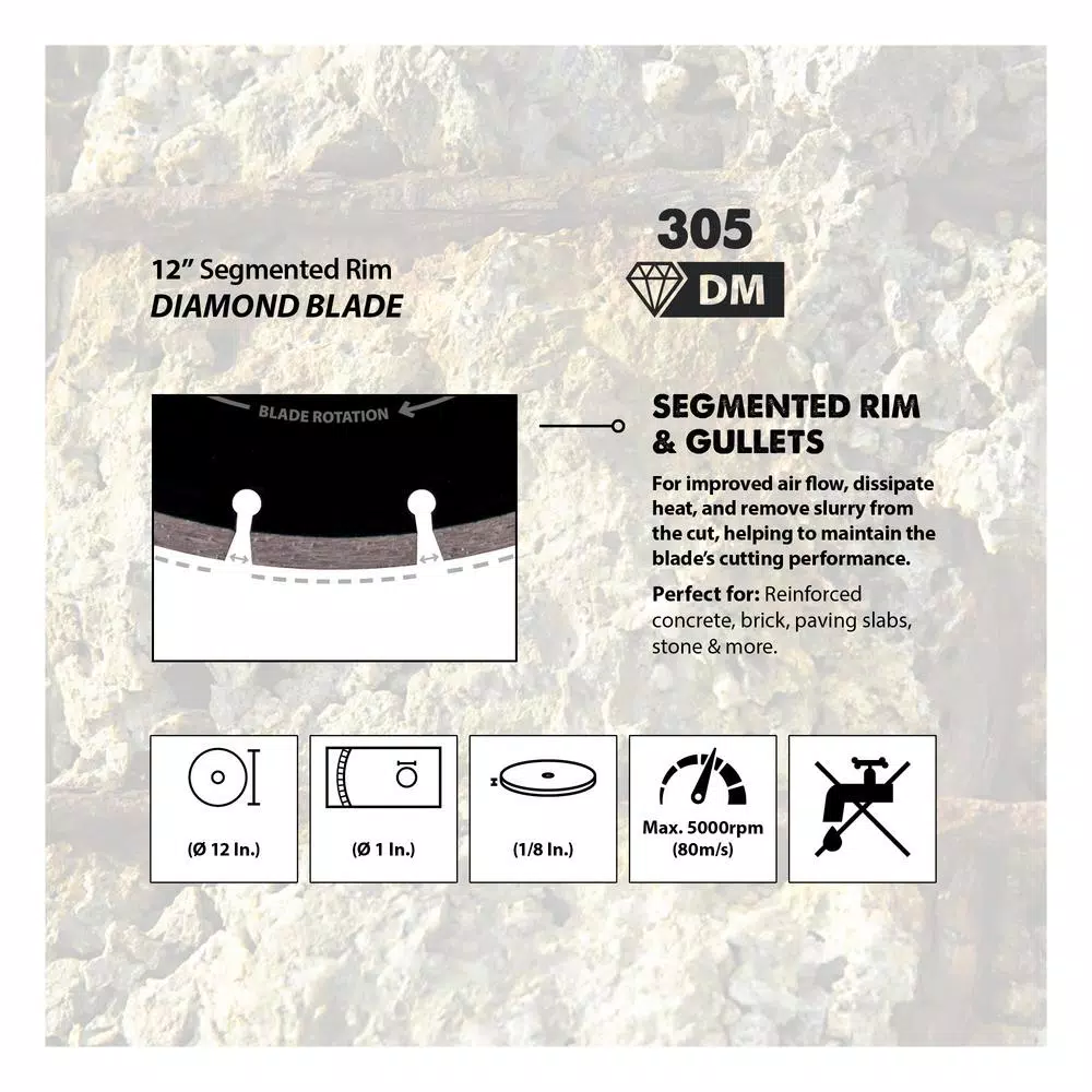 Evolution Power Tools Evolutions 12 in. Diamond Segmented Saw Blade for Masonry and Concrete
