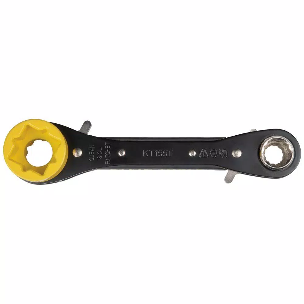 Klein Tools 6-in-1 Ratcheting Lineman's Wrench, SAE Combination Wrench