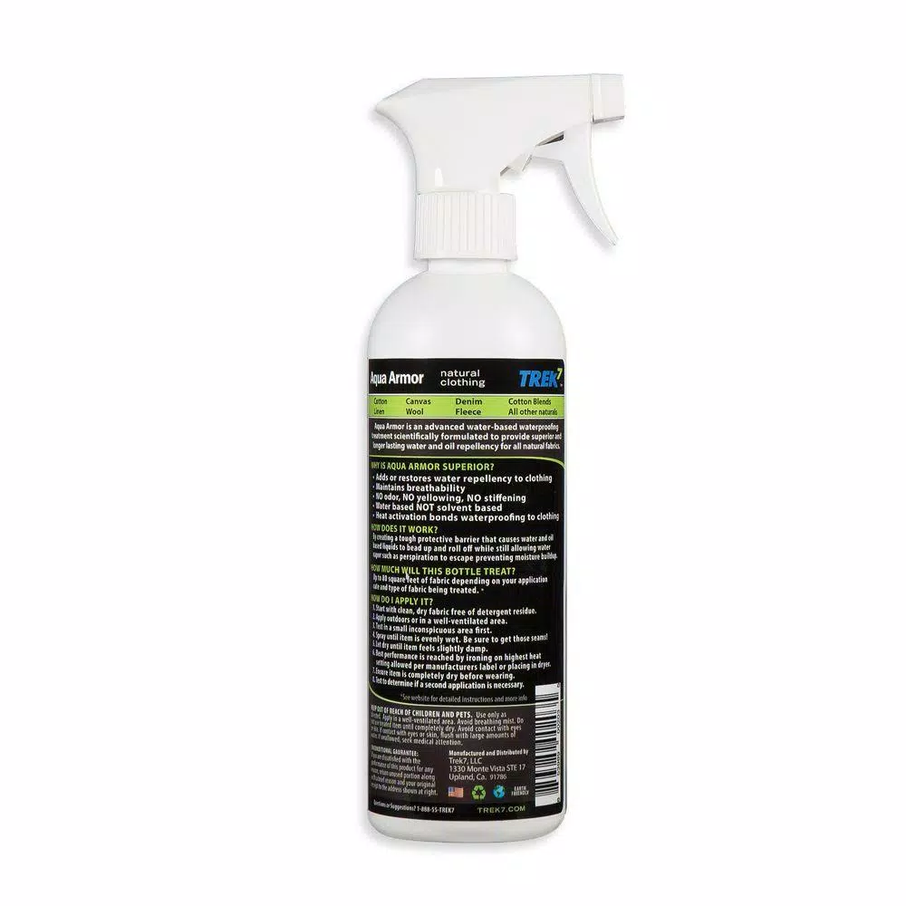 Trek7 Aqua Armor 16 oz. Fabric Waterproofing Spray for Natural Clothing