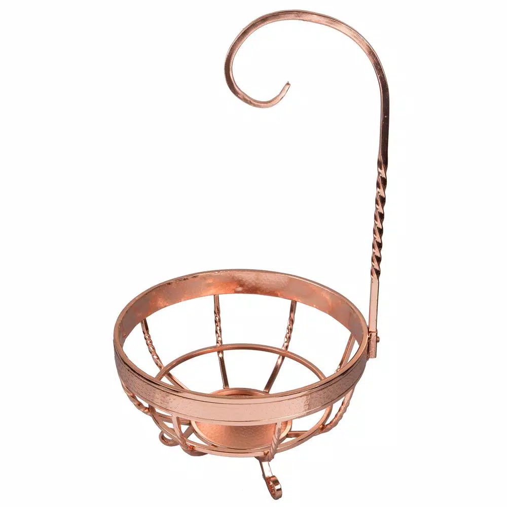 Creative Home Deluxe Copper Plated Wrought Iron Fruit Basket with Removable Banana and Grape Hanger