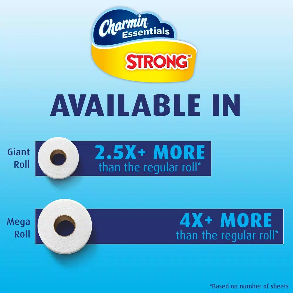 Charmin Essentials Strong 1-Ply Toilet Paper, 48 Giant Rolls