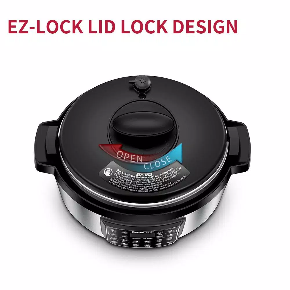Geek Chef 8 Qt. Stainless Steel Electric Oval Pressure Cooker with 12 Preset Functions