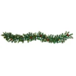 Nearly Natural 6 ft. Pre-lit Artificial Mixed Pine and Pinecone Garland with 35 Clear LED Lights thumbnail 1