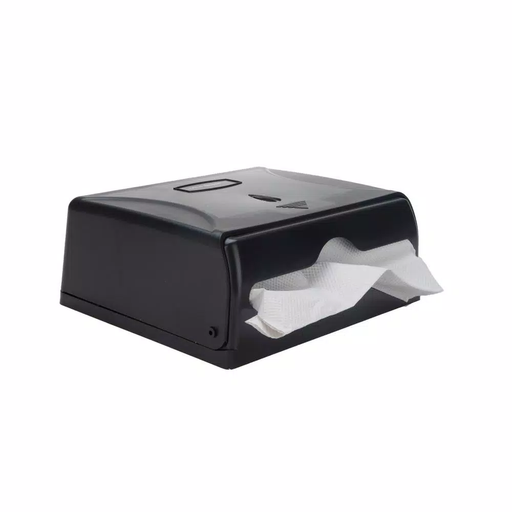 Mind Reader Wall Mounted Black Paper Towel Dispenser with Transparent Viewing Window, High Capacity ABS Plastic