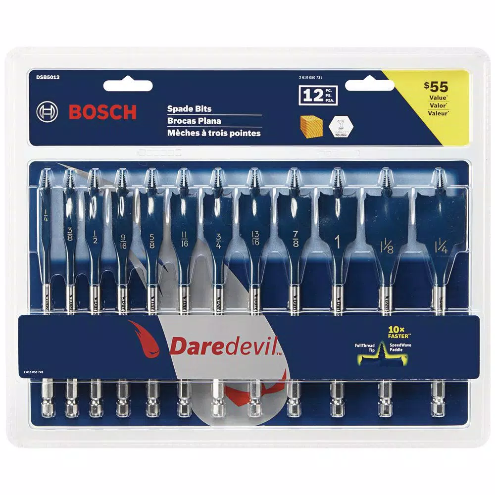 Bosch Daredevil High Carbon Steel Spade Bit Set, 12-Piece