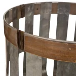 Glitzhome Farmhouse Slotted Galvanized Metal Storage Basket Set, Round with MDF Top (Set of 3) thumbnail 5