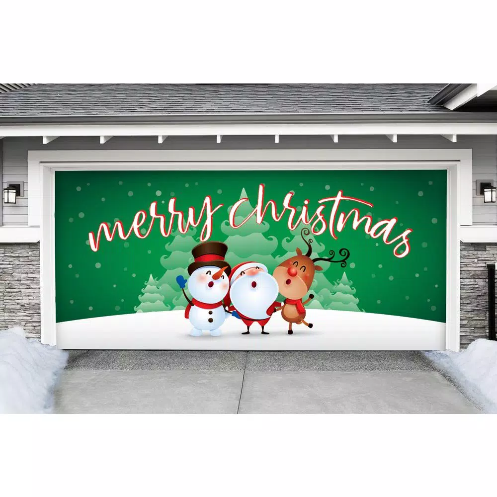 My Door Decor 7 ft. x 16 ft. Christmas Characters Garage Door Banner Mural