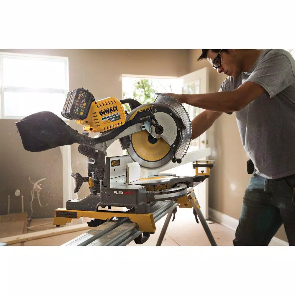 DEWALT 12 in. FLEXVOLT 120V MAX Brushless Compound Miter Saw with AC Adapter & Heavy Duty Work Stand
