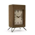 Zentique Rustic Wooden Rectangular Desk Clock with Metal Legs and Antiqued Face thumbnail 2