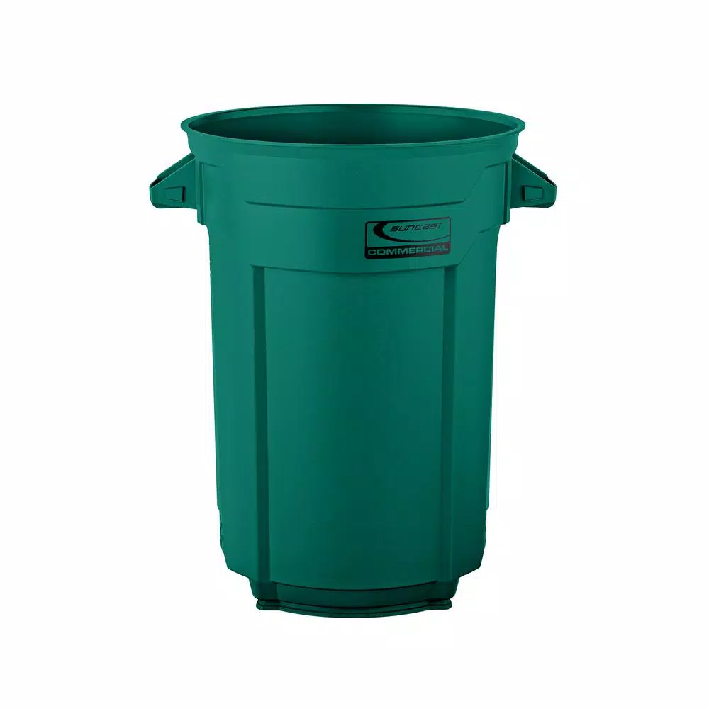 Suncast Commercial Suncast 44 Gallon Commercial Heavy Duty Resin Trash Can, Dark Green