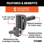 CURT Rebellion XD Adjustable Cushion Hitch Ball Mount with ShockDrop Technology thumbnail 2