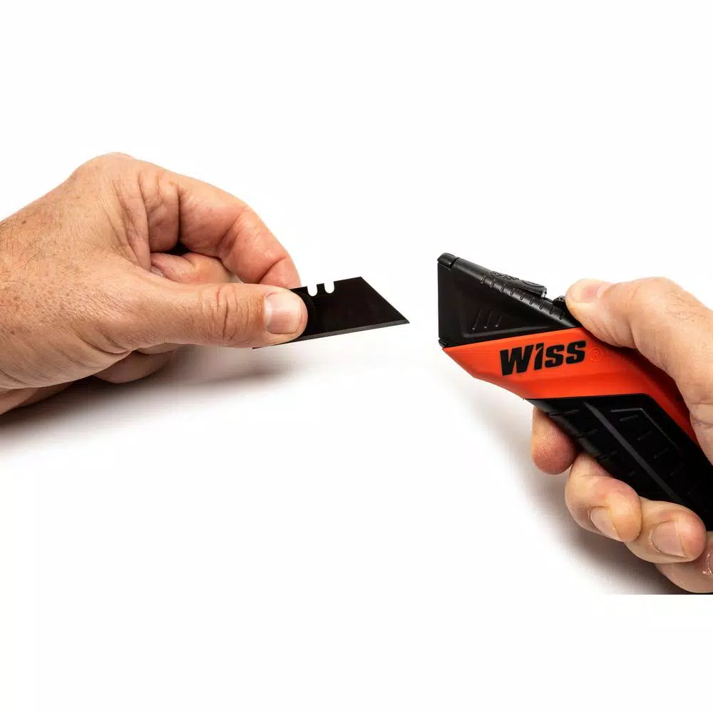 Wiss Crescent Wiss Auto-Retracting Safety Utility Knife with 3 Black-Oxide Blades