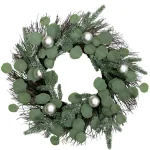 Fraser Hill Farm 24 in. Artificial Christmas Wreath with Ornaments and Frosted Pine Branches thumbnail 1
