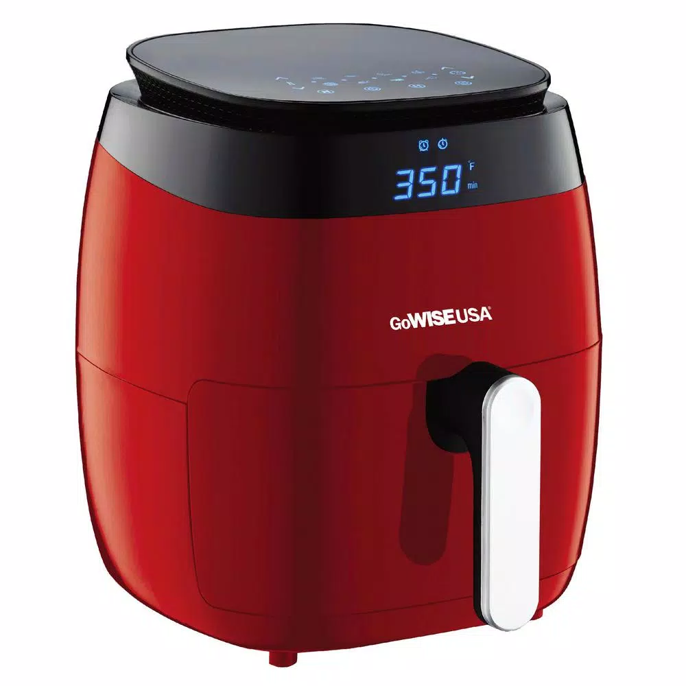 GoWISE USA 5 Qt. Air Fryer with Duo Touchscreen Display, 8 Presets, 1500W, Red