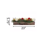 Flora Bunda 23 in. Wood Happy Holidays Ledge Candle Holder with Pinecones and Berries thumbnail 2