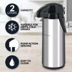 HomeCraft 12-Cup Stainless Steel Coffee Urn Dispenser, 2L Airpot Server thumbnail 4