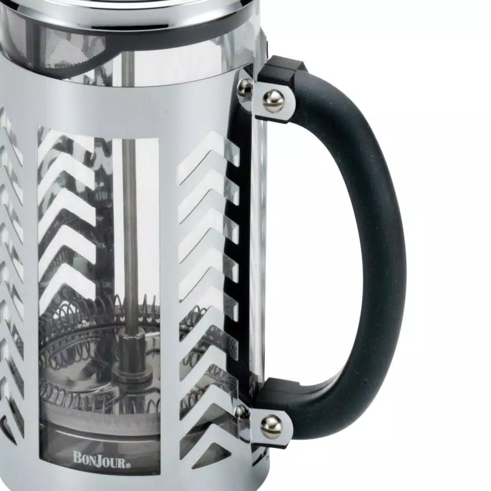 BonJour 8-Cup Chevron French Press, Borosilicate Glass and Stainless Steel