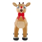 Rudolph 4.99 ft. Rudolph the Red-Nosed Reindeer Inflatable with Glowing Red Nose and Red Bow thumbnail 1