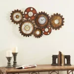 LITTON LANE 17 x 34 in. Rustic Industrial Gears Wall Clock, Distressed Iron Finish thumbnail 7