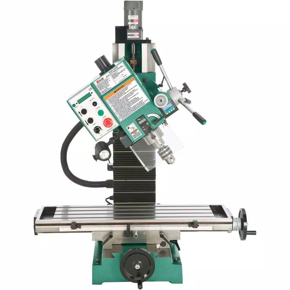 Grizzly Industrial Heavy-Duty Benchtop Milling Machine with Motorized Headstock and Digital Displays
