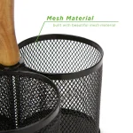 MIND READER 3-Section Black Metal Utensil Caddy, Large Capacity Cutlery & Flatware Organizer for Kitchen Countertop thumbnail 4