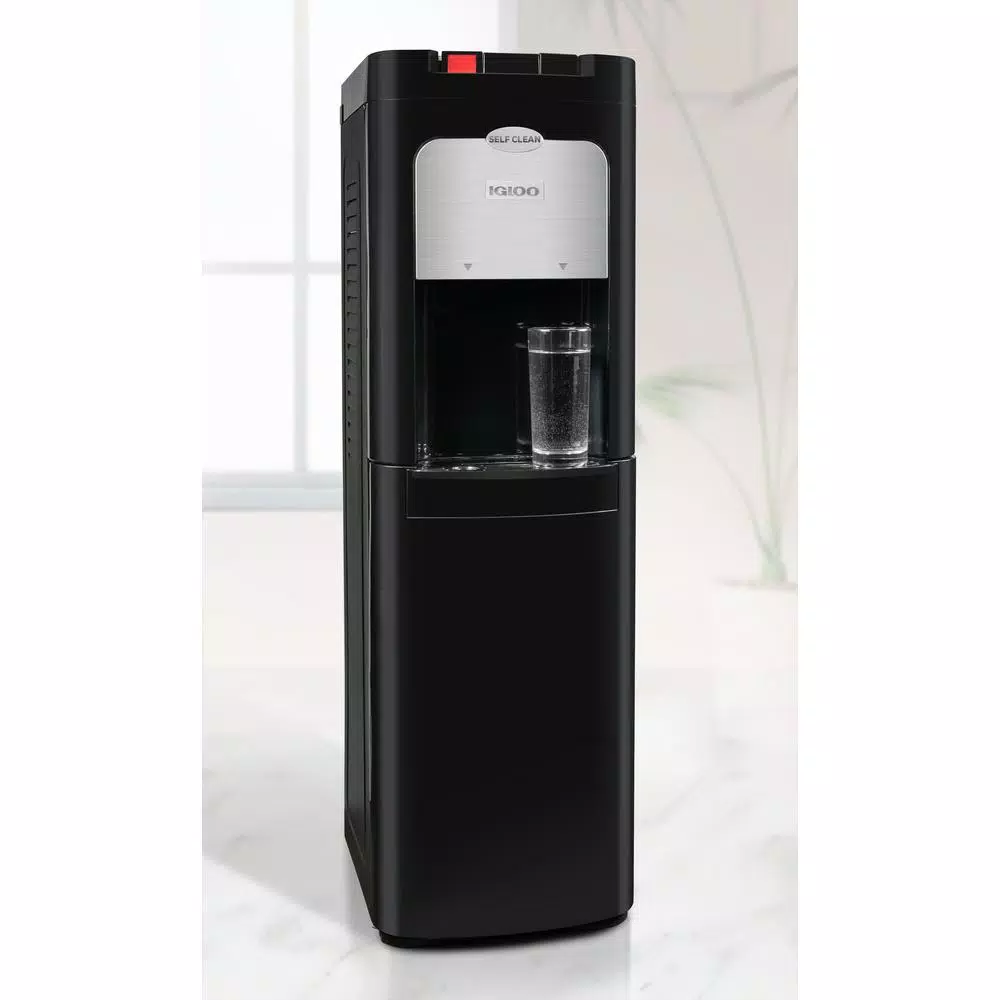 Igloo Bottom Loading Water Dispenser with Ozone Self-Cleaning, Hot & Cold, Black/Stainless Steel