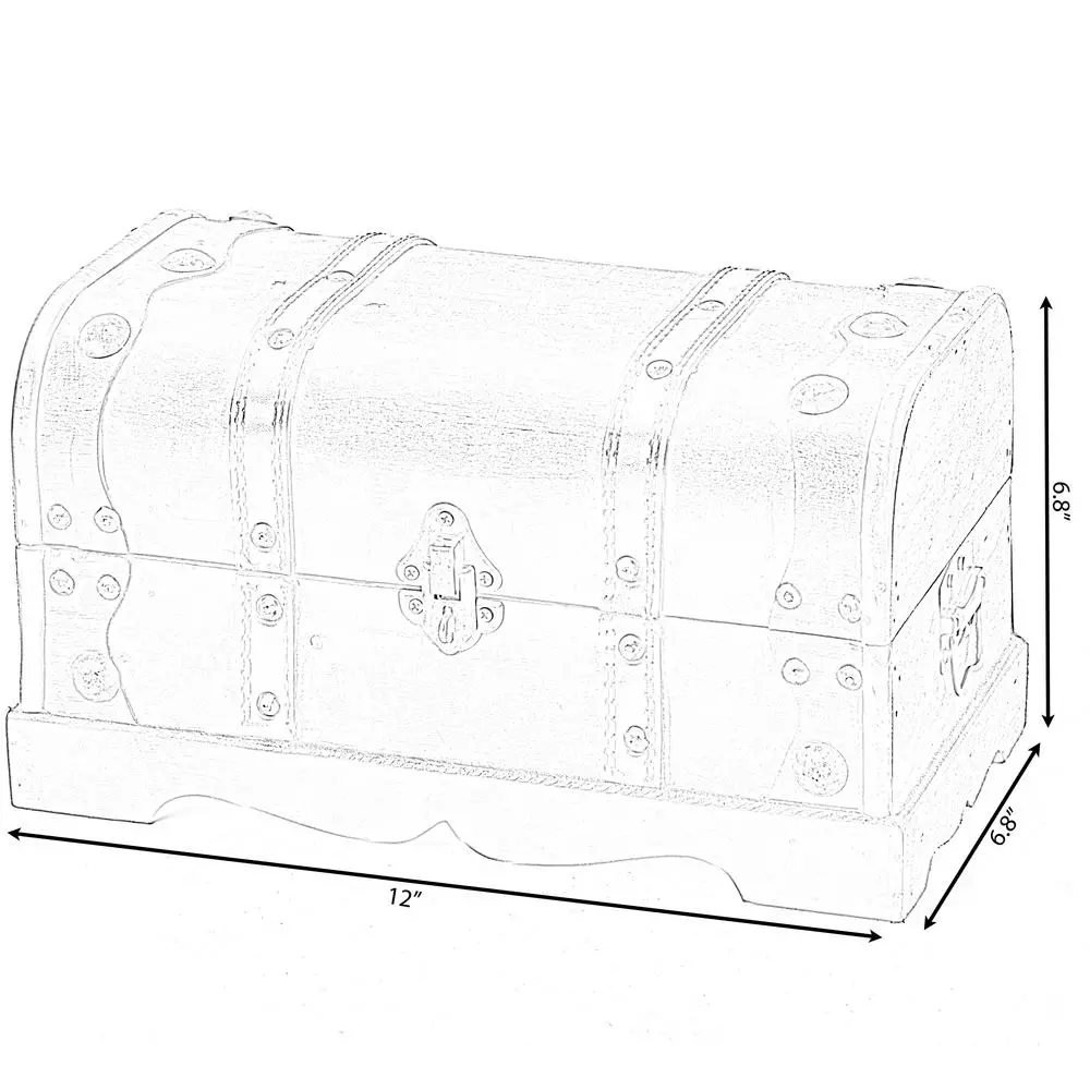 Vintiquewise 12 in. Wooden Pirate Style Treasure Chest - Antique Cherry Decorative Storage Box
