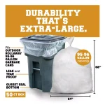 Plasticplace 95-96 Gallon Clear Low Density Trash Bags, 2.0 Mil, 61 in. x 68 in., Gusset Seal, 50-Case thumbnail 2