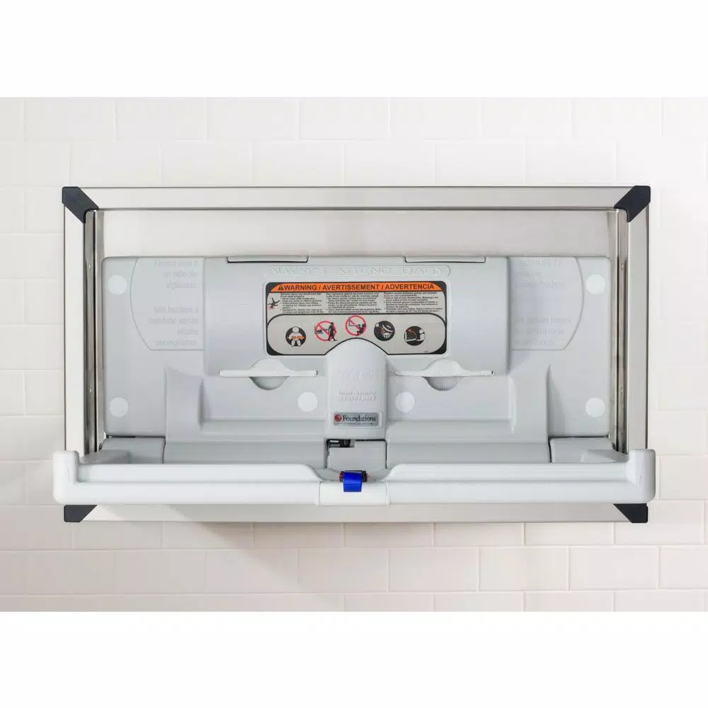 Foundations Horizontal Recessed Baby Changing Station with Stainless Steel Frame