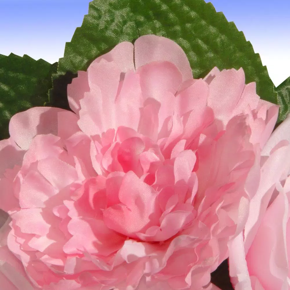 National Tree Company 12.2 in. Mixed Pink Rose and Peony Bouquet with Lace Ribbon Accents
