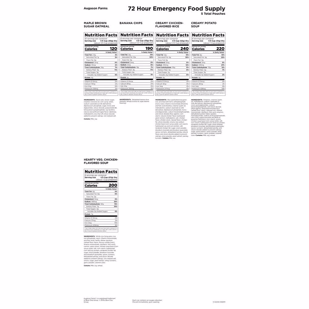 Augason Farms 72-Hour 1-Person Emergency Food Supply Pail - 25 Year Shelf Life