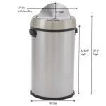 Household Essentials Design Trend 65L 17 Gallon Stainless Steel Commercial Round Trash Can with Swing Lid thumbnail 2