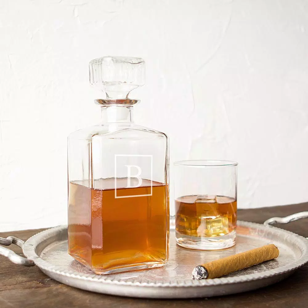 Cathy's Concepts Personalized Glass Whiskey Decanter with Beveled Stopper - 34 oz