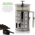 Ovente 3-Cup Silver Borosilicate Glass French Press Coffee and Tea Maker with Stainless Steel Shell thumbnail 5