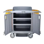 Alpine Industries 3-Shelf PVC Janitorial Cleaning Cart with 2 Yellow Vinyl Bags thumbnail 2