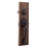 Copper Creek Mid Century Modern Tuscan Bronze Front Door Handleset with Zane Contemporary Lever Trim thumbnail 2