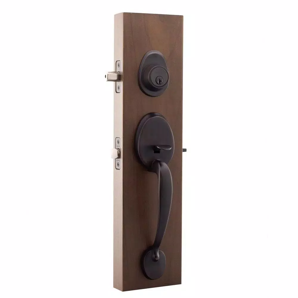 Copper Creek Mid Century Modern Tuscan Bronze Front Door Handleset with Zane Contemporary Lever Trim