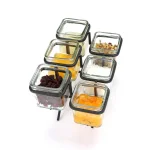 Mind Reader 6-Compartment Black Metal Condiment Server with 6 Removable 8 oz Glass Jars thumbnail 2