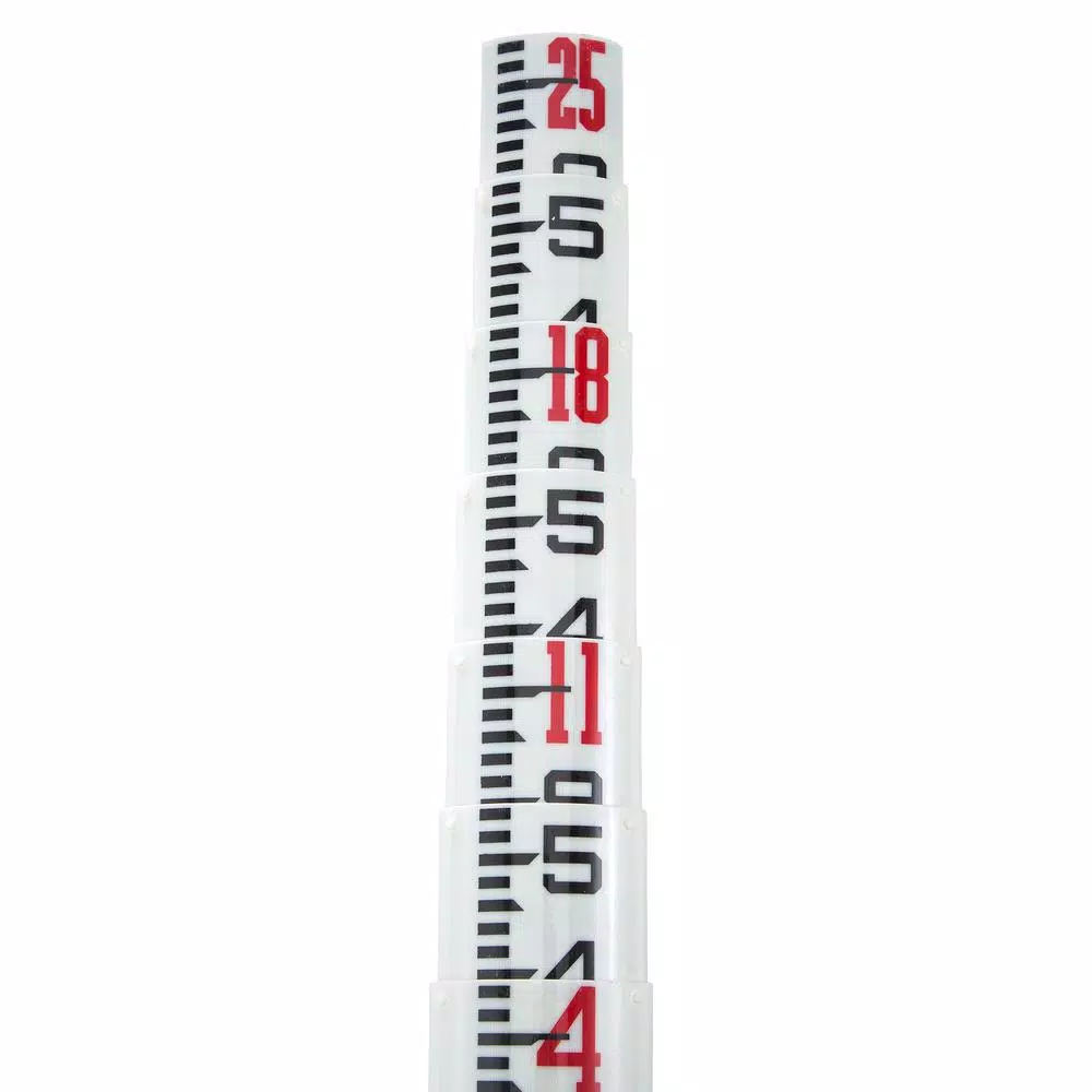 AdirPro 25 ft. Surveyor Oval Leveling Grade Rod, 10ths Scale, Fiberglass